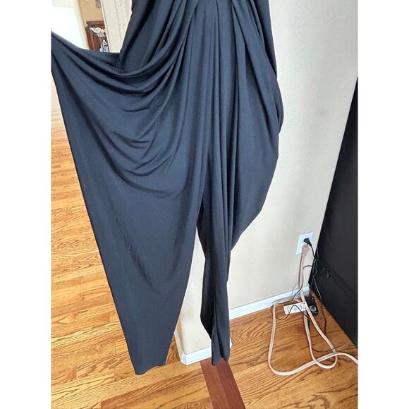 Diane von Furstenberg Black Halter Stretch Jersey Knit 6 Jumpsuit MSRP $398 - Picture 2 of 10
